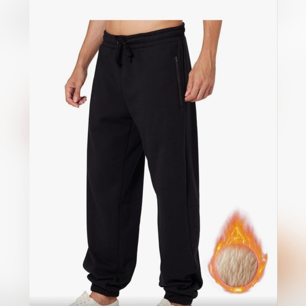 Men's Baggy Sherpa Black Sweatpants